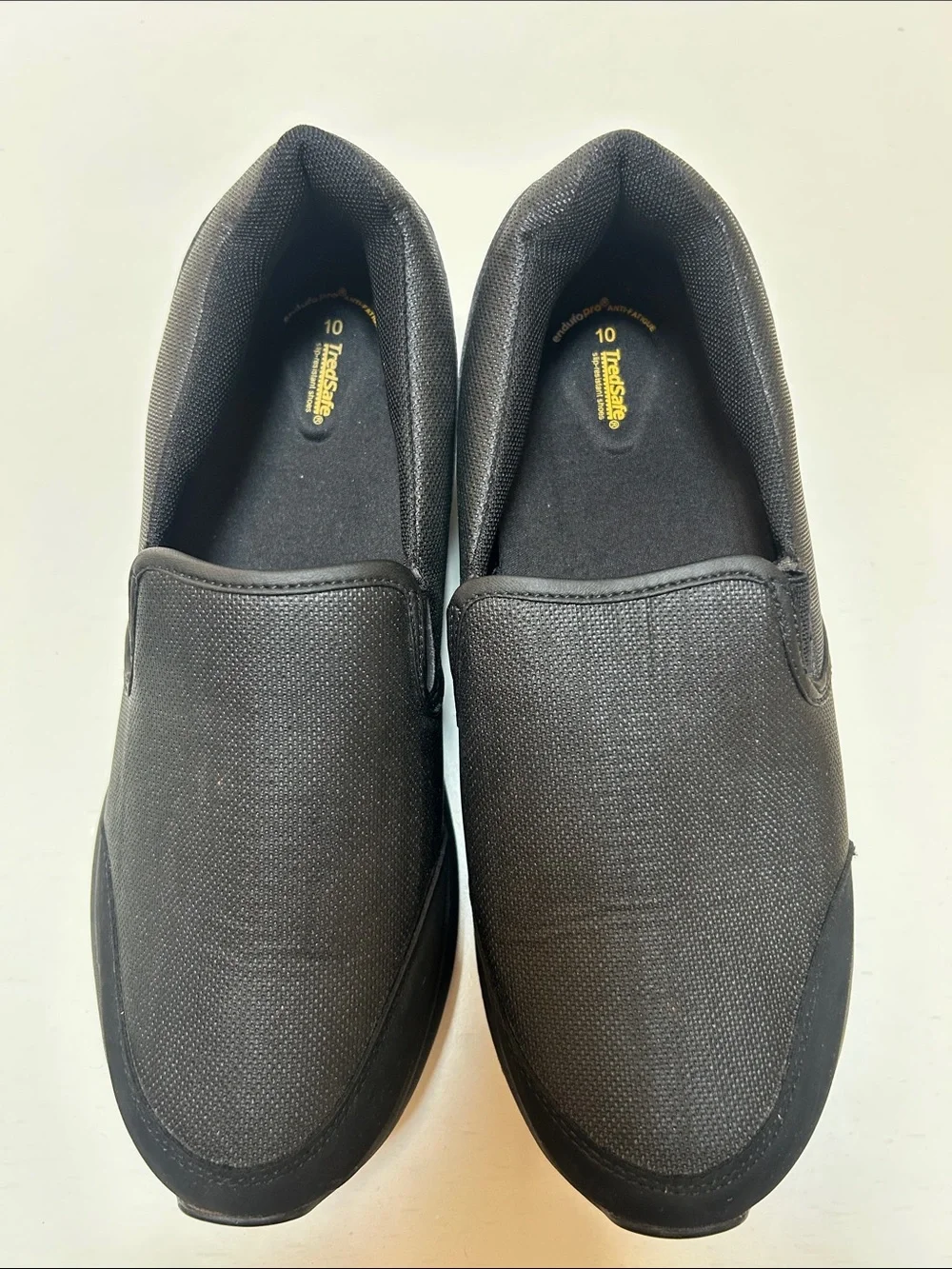 Men's Black Slip-On Work Loafers with Cushioned Insole